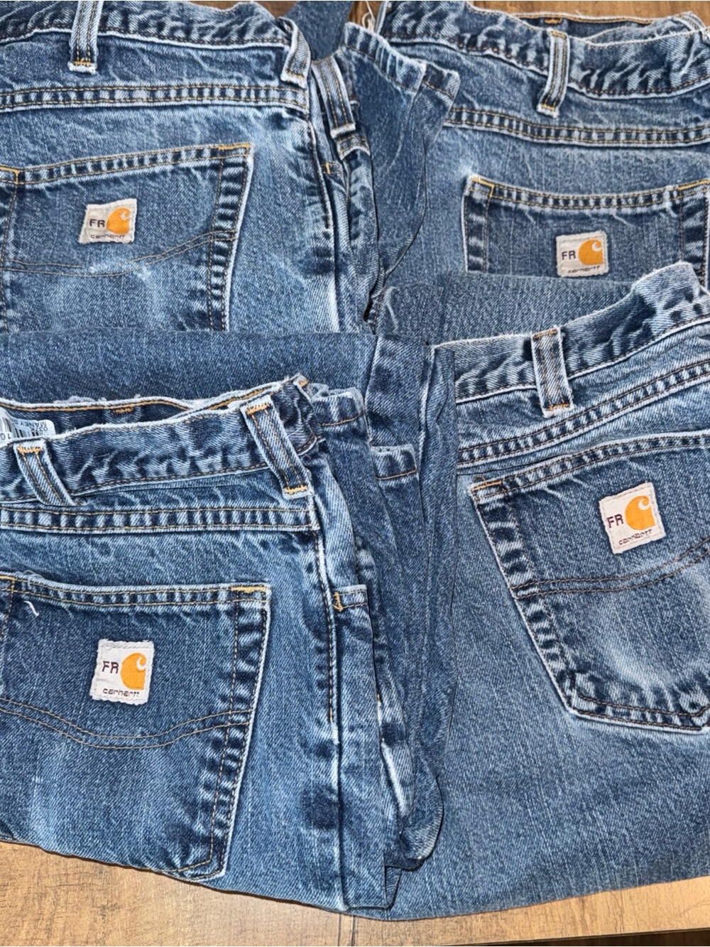 Carhartt Blue Denim Work Jeans with Contrast Stitching
